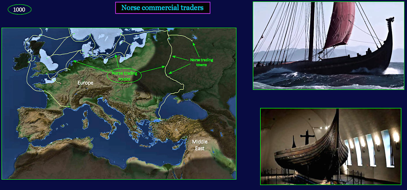 Norse trade routes, 1000 AD map